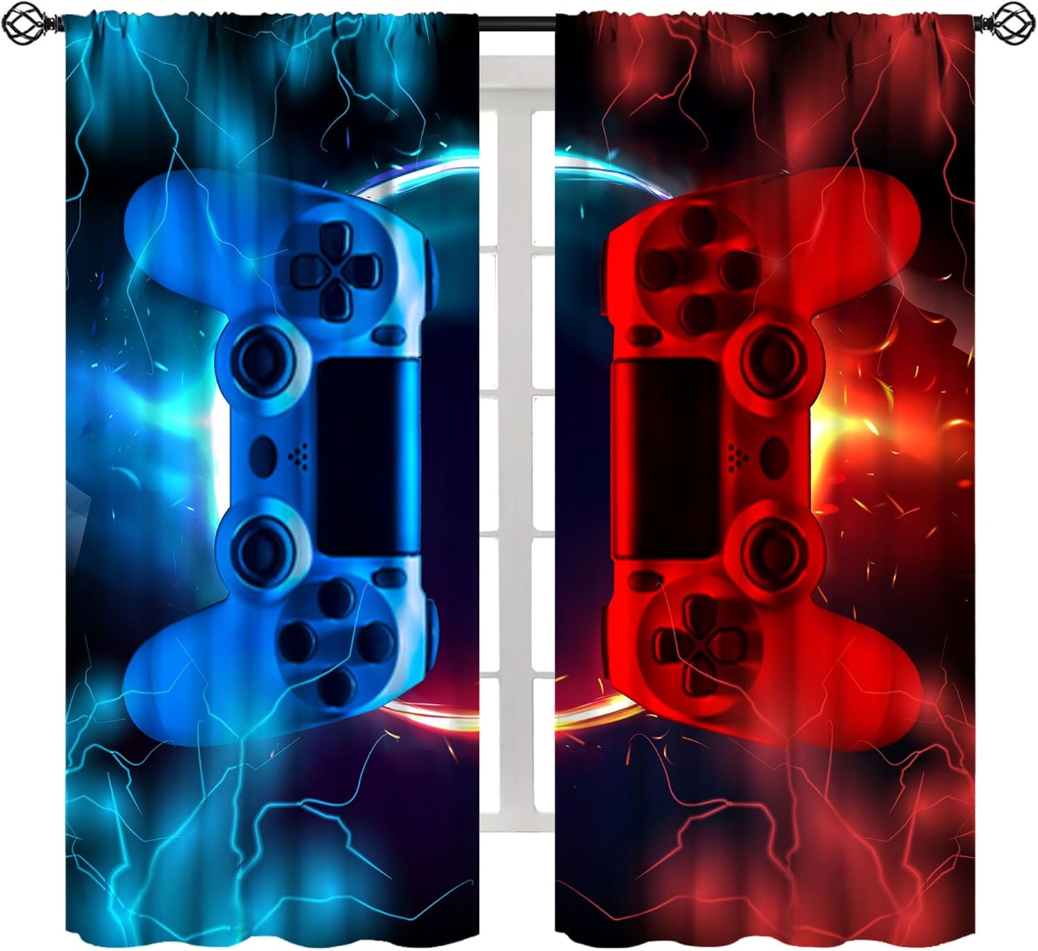 Gaming Curtain Blue Red Arcade - Gaming Console Cafe review and price