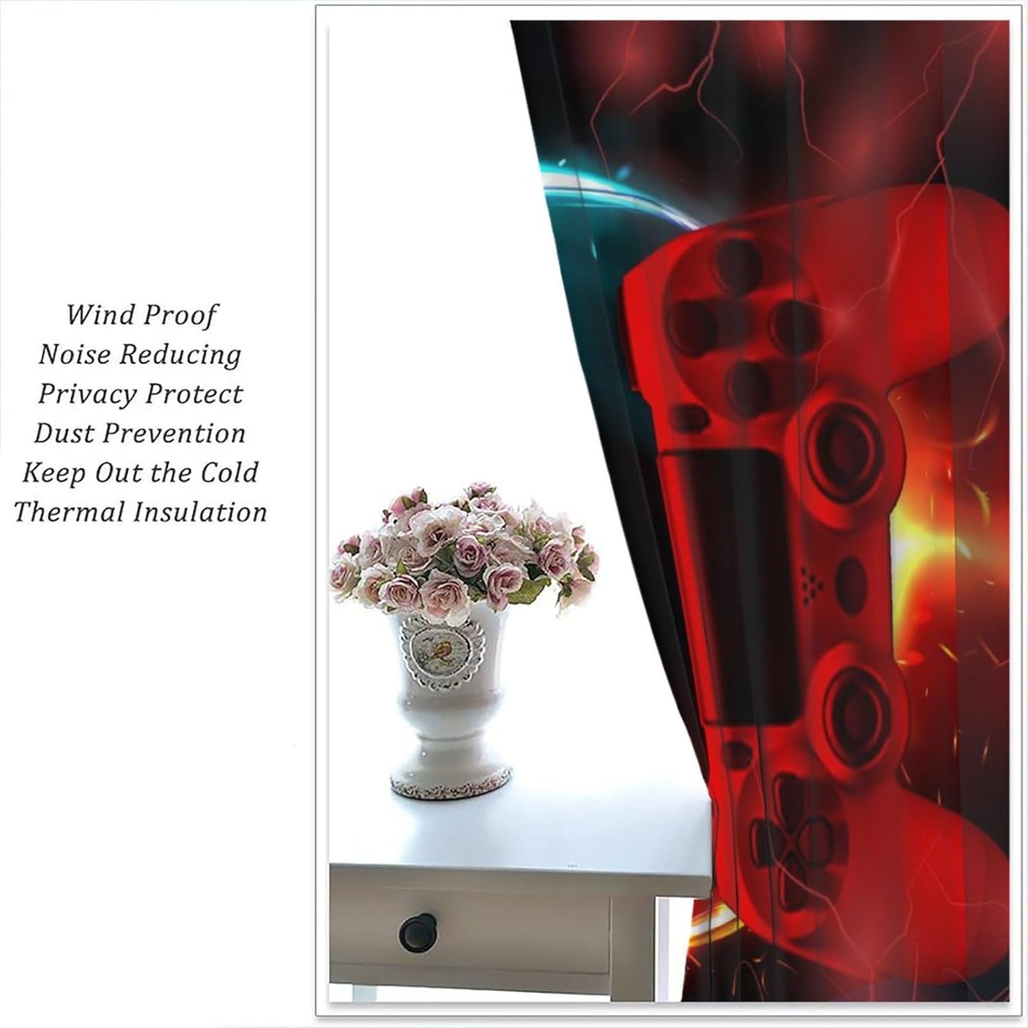 Gaming Curtain Blue Red Arcade - Gaming Console Cafe review and price