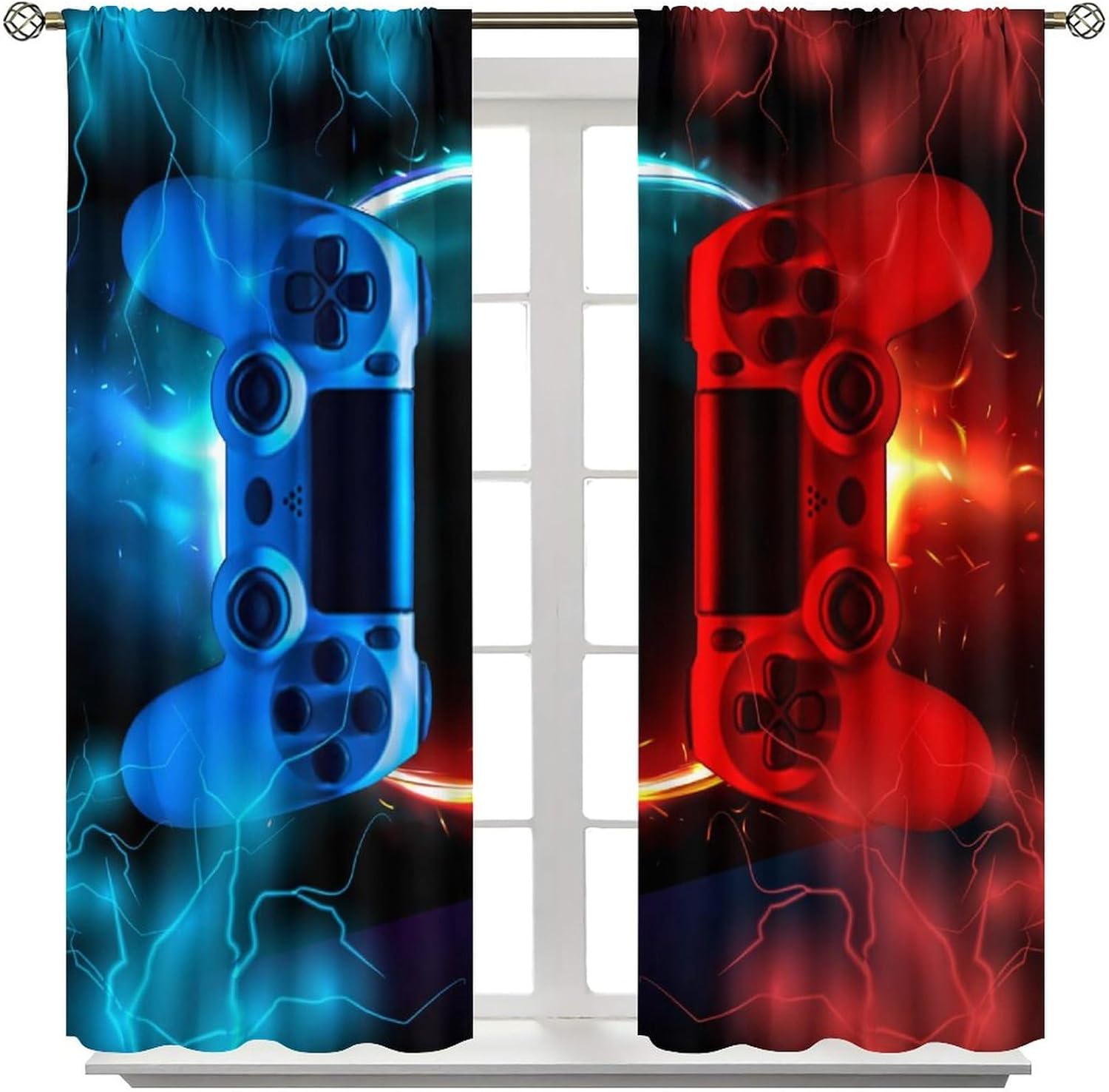Gaming Curtain Blue Red Arcade - Gaming Console Cafe review and price